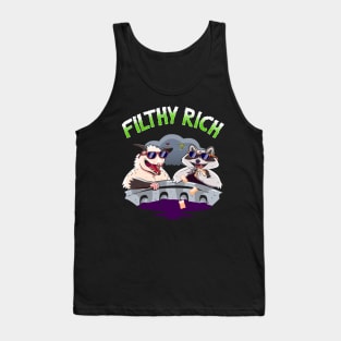 Funny Raccoon And Possum In Trash Garbage Filthy Rich Tank Top